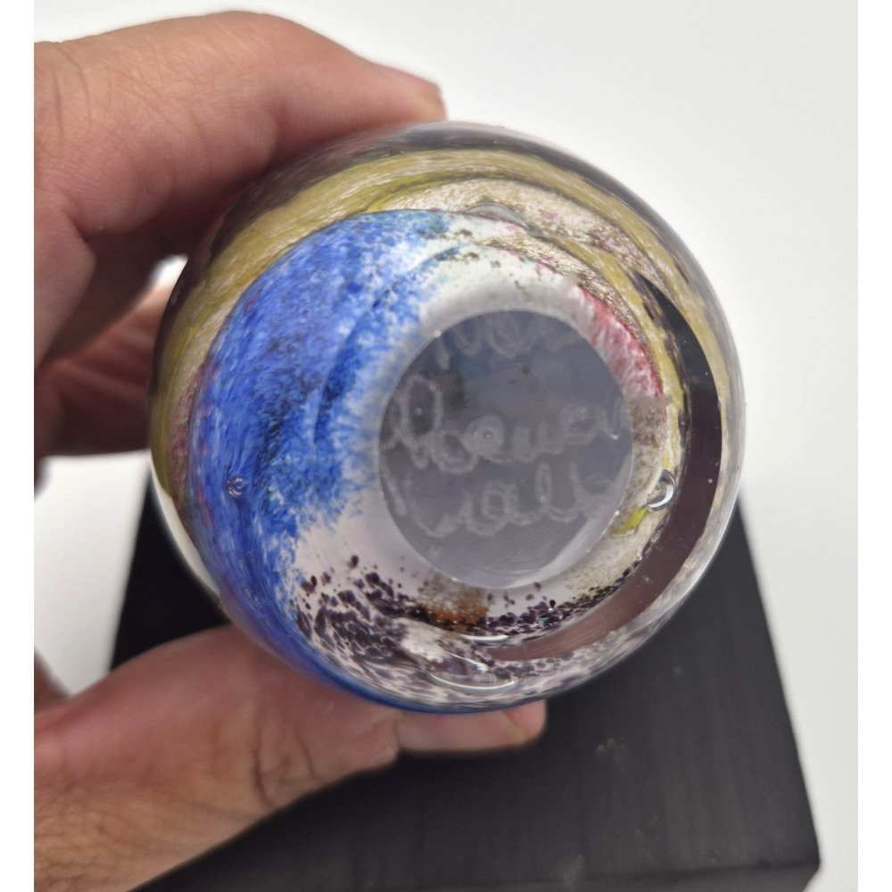 Phonecian Glass Blowers Malta Hand Made Art Glass Paperweight Signed - Picture 6 of 6